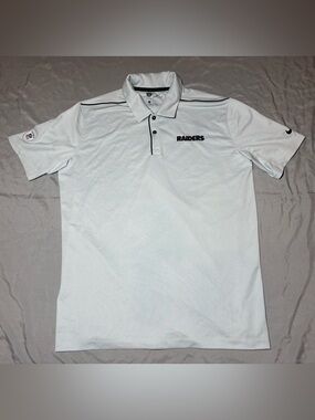Raiders Nike Dri-FIT Training Light Gray Polo Shirt, Short sleeve, Men’s Size L